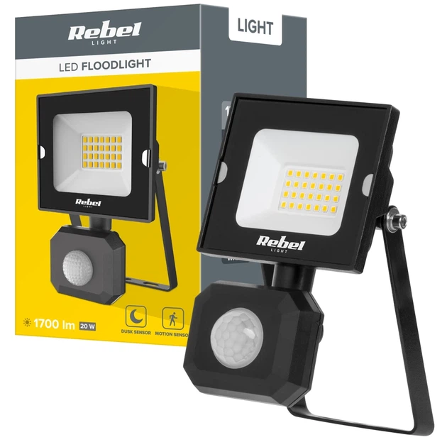 Рефлектор LED прожектор REBEL 20W с датчиком движения и сумерек 4000K 230V (URZ3613) - Фото 4 Рефлектор LED прожектор REBEL 20W с датчиком движения и сумерек 4000K 230V (URZ3613) - изображение 4