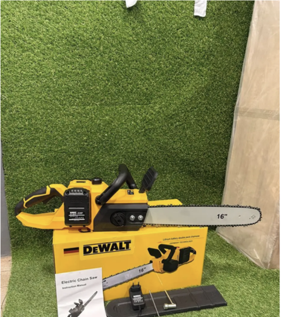 Електропила акумуляторна DeWalt 48 В 6 А·год, ланцюгова безщіткова пила для обрізання дерев і заготівлі дров, шина 40 см, 2 акумулятори в комплекті, автоматичне змащування ланцюга, безключове натягування, швидкість 24 м/с - Фото 12 Електропила акумуляторна DeWalt 48 В 6 А·год, ланцюгова безщіткова пила для обрізання дерев і заготівлі дров, шина 40 см, 2 акумулятори в комплекті, автоматичне змащування ланцюга, безключове натягування, швидкість 24 м/с - изображение 12