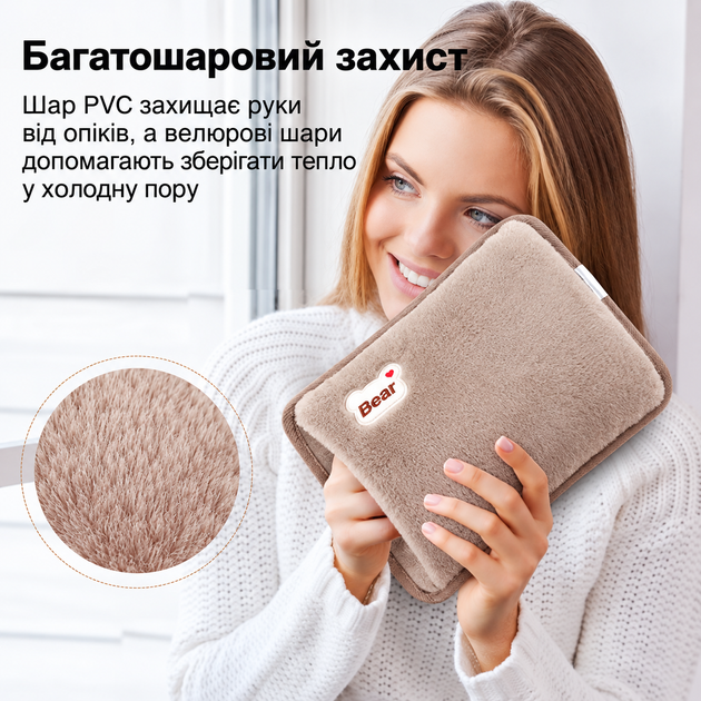 Электрическая муфта-грелка для рук 27 см плюшевая электрогрелка водяная с зарядкой, электрическая грелка для ног и тела - изображение 11