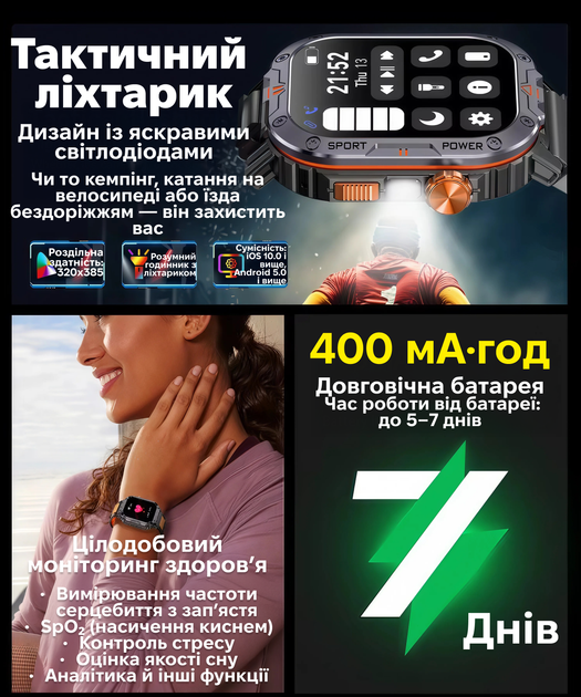 Смарт-часы Lemfo NX20, IP68, 100+ спортивных режимов, звонки, фонарик, мощная батарея - изображение 6