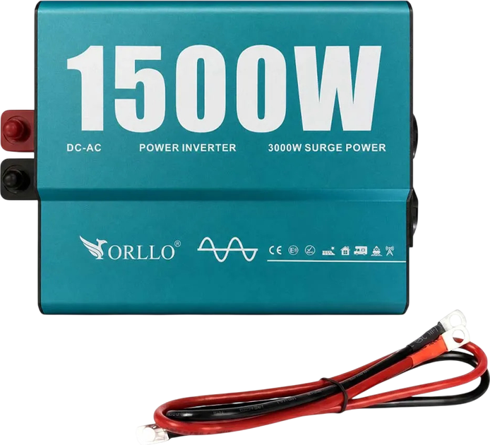 Перетворювач напруги ORLLO 12V/230V 1500W (пікова 3000W) DC/AC чистий синус (PN-1500W) - зображення 4