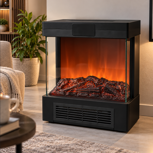 Електричний нагрівач-камін з ефектом живого полум'я 3D RS200 Flame Heater Електрокамін підлоговий - зображення 7