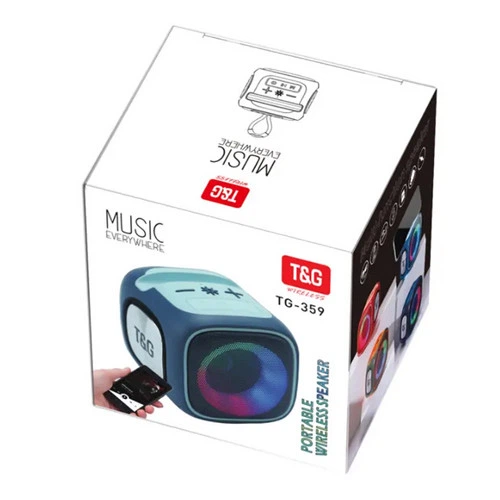 Портативная Bluetooth-колонка T&G TG359 7 Вт с RGB подсветкой, FM-радио, TWS, спикерфоном, AUX, USB (1200 mAh) Blue - изображение 2