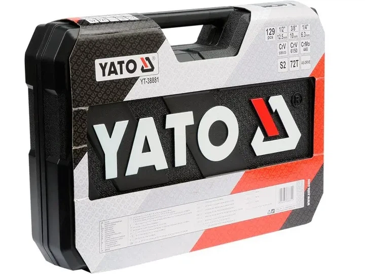 Набор автомобильных инструментов YATO с ключами 1/2", 3/8", 1/4" 129 предметов (YT-38881) - Фото 4 Набор автомобильных инструментов YATO с ключами 1/2", 3/8", 1/4" 129 предметов (YT-38881) - изображение 4