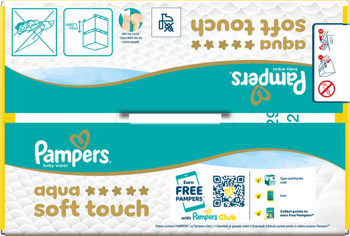 Набір вологих серветок Pampers Aqua Soft Touch 9 x 60 шт (8006530460118) - зображення 5