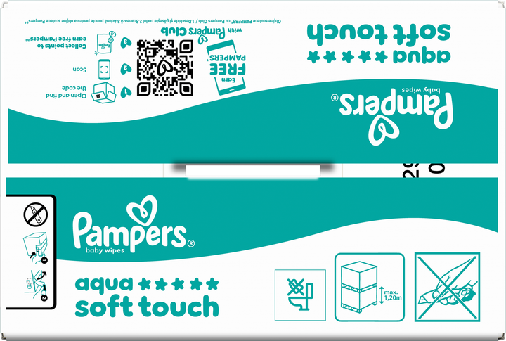 Набір вологих серветок Pampers Aqua Soft Touch 12 x 60 шт (8006530460101) - зображення 7
