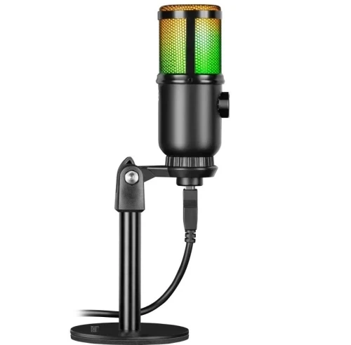 Мікрофон Defender Glow GMC 400, Black, USB, конденсаторний, RGB підсвічування, підставка, 1.3 м (64640) - Фото 4 Мікрофон Defender Glow GMC 400, Black, USB, конденсаторний, RGB підсвічування, підставка, 1.3 м (64640) - зображення 4
