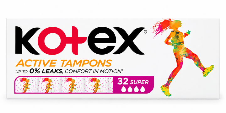 Тампони гігієнічні Kotex Active Super, 32 шт - Фото 1 Тампони гігієнічні Kotex Active Super, 32 шт - зображення 1