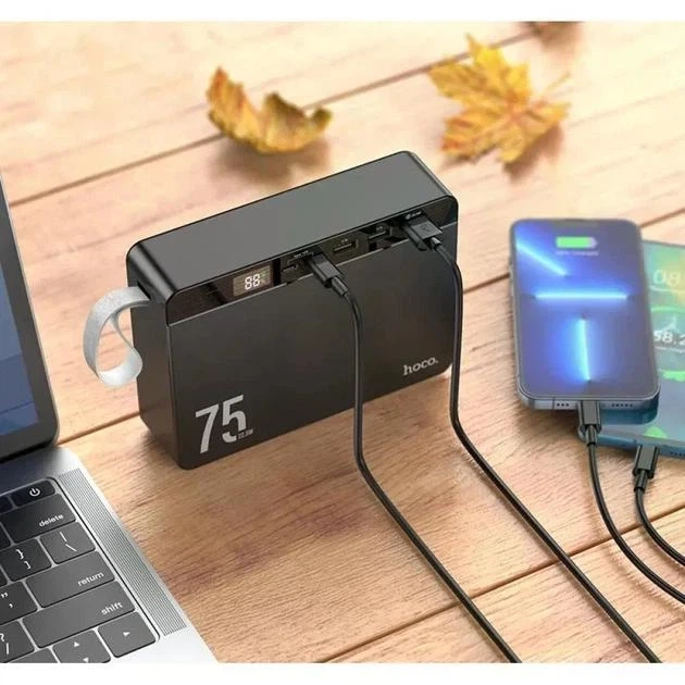 Портативный аккумулятор HOCO J94 Overlord 75000mAh 22.5W Black - изображение 5