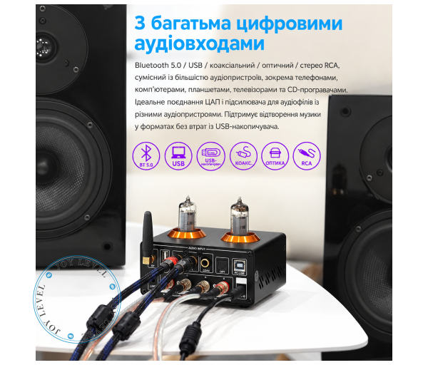 Усилитель Douk Audio ST-01-PRO ламповый Hi-Fi TPA3250 100Вт*2 — Bluetooth PC-USB Optical Coax RCA и VU Meter Цвет Чёрный - изображение 4