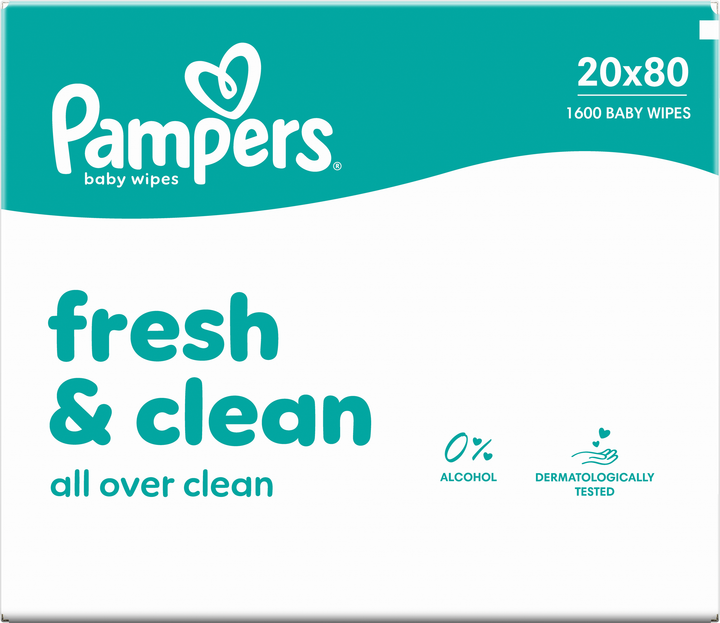 Набір вологих серветок Pampers Fresh & Clean 20 x 80 шт (8006530443265) - зображення 3