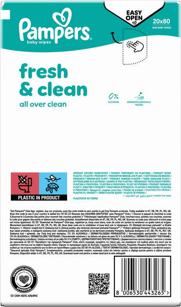 Набір вологих серветок Pampers Fresh & Clean 20 x 80 шт (8006530443265) - зображення 8