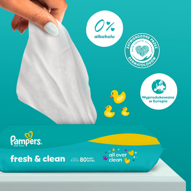 Набір вологих серветок Pampers Fresh & Clean 20 x 80 шт (8006530443265) - зображення 9