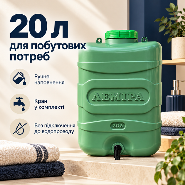 Рукомойник Лемира 20 л навесной с краном для квартиры и дома при отключениях воды - изображение 2