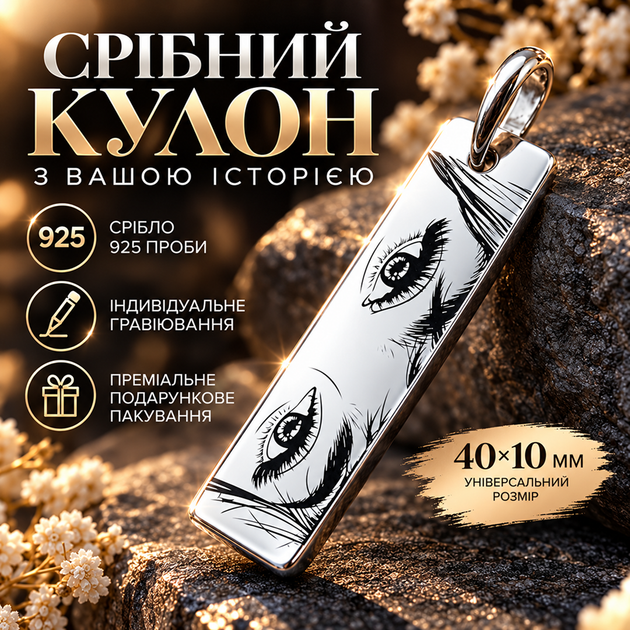Серебряный кулон-брусок подвес 40х10мм с лазерной гравировкой фотографии глаз Серебро 925 пробы (Серебряный кулон-брусок подвес 40х10мм с лазерной гравировкой "Я люблю тебя" Серебро 925 пробы (74401) ) - Фото 4 Серебряный кулон-брусок подвес 40х10мм с лазерной гравировкой фотографии глаз Серебро 925 пробы (Серебряный кулон-брусок подвес 40х10мм с лазерной гравировкой "Я люблю тебя" Серебро 925 пробы (74401) ) - изображение 4