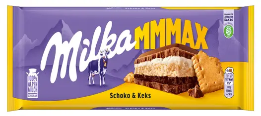 Шоколад Milka молочний c шоколадно-вершковою начинкою і печивом 300 г