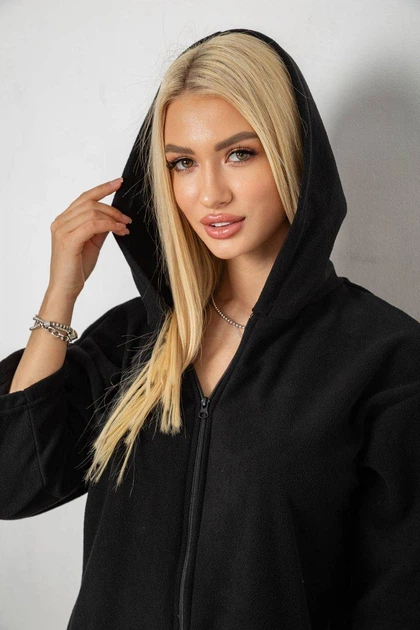 Халат жіночий на блискавці SL238R322 Черный 3XL - Фото 6 Халат жіночий на блискавці SL238R322 Черный 3XL - изображение 6