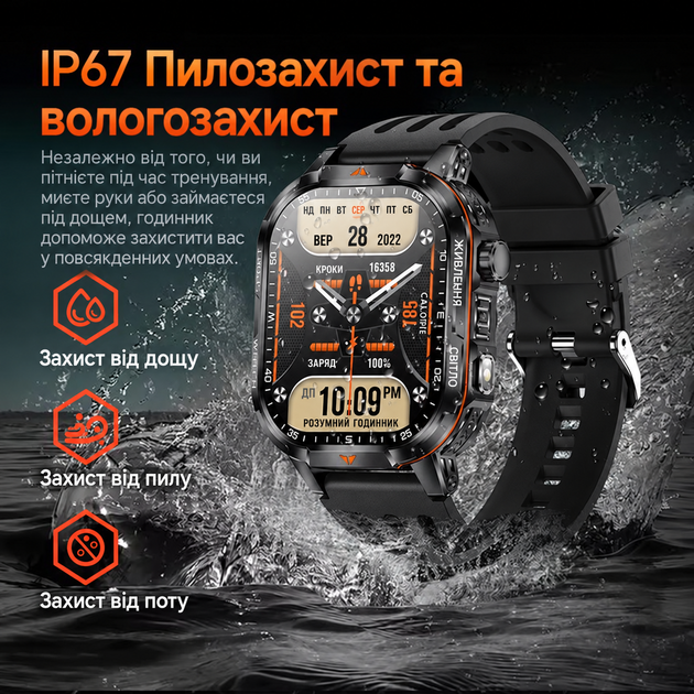 Смарт-годинник чоловічий Smart Watch AMOLED 2,01" з акумулятором 1400 мА·год, Bluetooth дзвінки,спортивними режимами, 2 ремінці - зображення 8