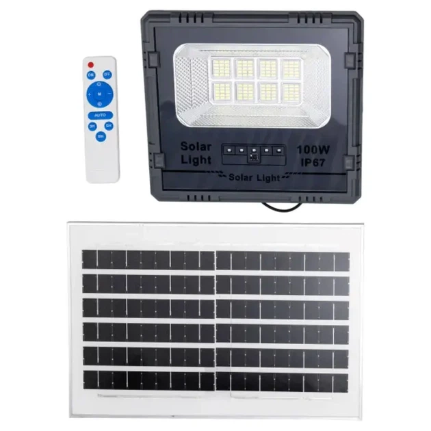 Уличный LED фонарь 100 Вт 120 LED с солнечной панелью IP67 22,2х5,2х24,6 см металлический белый - изображение 3