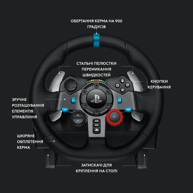 Ігровий комплект Logitech G29 Driving Force для ПК/PS4/PS5 + Бездротова ігрова гарнітура Logitech G321 Black (991-000585) - зображення 8