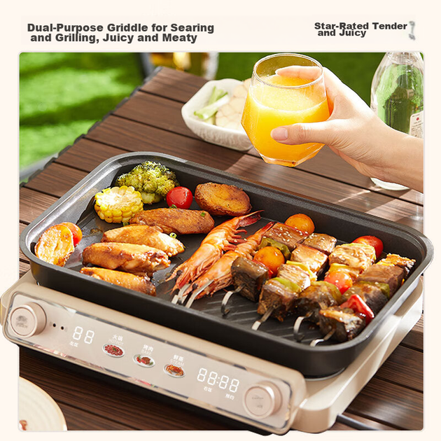 Багатофункціональна каструля Midea, спеціальна каструля для гарячих каструль, надтонка каструля швидкого кипіння, електрична гаряча каструля з подвійним керуванням, електрична пароварка, універсальна каструля, каструля для барбекю, каструля для приготуван - зображення 8
