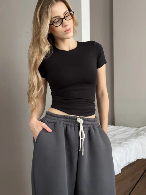 Жіночі oversize штани на флісі / Сірий 42-46 / BASED 0139710 - Фото 3 Жіночі oversize штани на флісі / Сірий 42-46 / BASED 0139710 - зображення 3