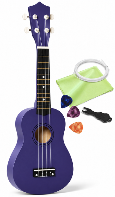 Укулеле сопрано 21" + комплект аксесcуаров S (Гавайская гитара) HM100-GB Dark Purple (mrk20112002) - Фото 1 Укулеле сопрано 21" + комплект аксесcуаров S (Гавайская гитара) HM100-GB Dark Purple (mrk20112002) - изображение 1