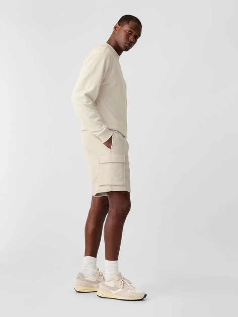 Шорты на флисе хлопковые короткие мужские Gap 373028045 L Молочные (1163066026) - изображение 4
