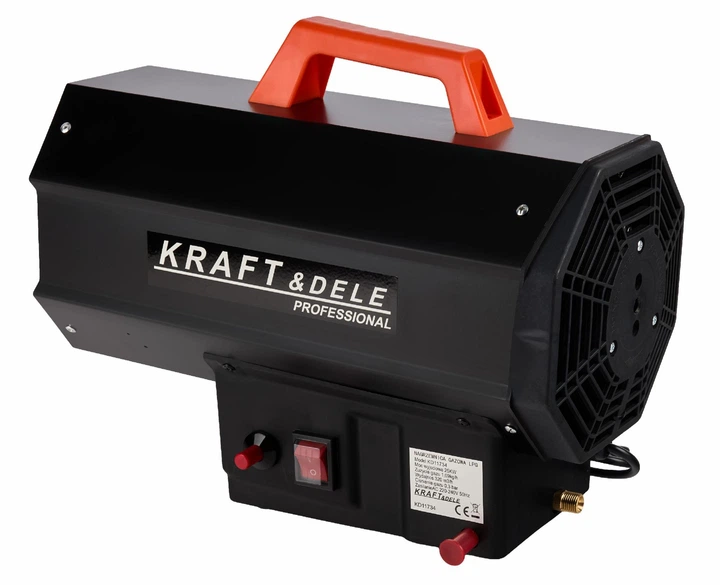 Газовая пушка для обогрева помещений 25 кВт Kraft&Dele KD11734 с редуктором и шлангом на пропан-бутане для рабочих помещений - изображение 4