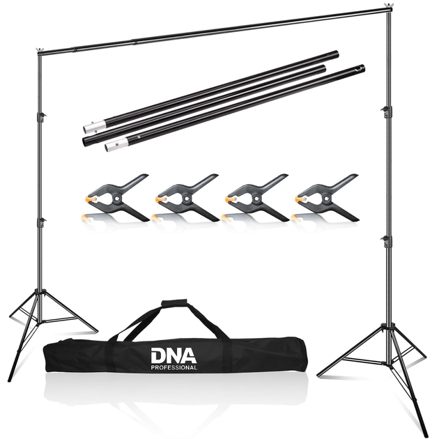 Стійка для фотофону DNA FT200 200×200 см телескопічна з 4 затискачами та чохлом навантаження 3 кг (5908249826076) - зображення 2