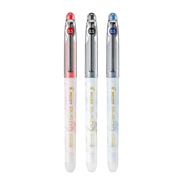 Ручка для огляду PILOT P500 - гелева ручка серії Gold Label, ручка для підпису, ручка з чорнилом, кулькова ручка-ролер 0,5 мм з прямим нанесенням рідини, набір канцелярського приладдя, ручка для огляду, висока естетична цінність (чорний, синій, червоний) - изображение 4