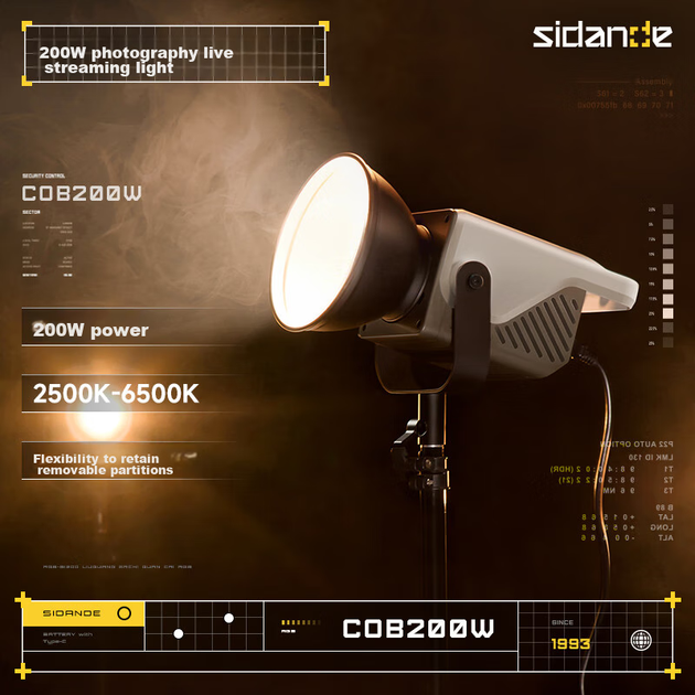 Заповнююче світло Sidande Guangyu 200 Вт для прямих трансляцій, світло для фотографії, постійне світло COB, регульована подвійна колірна температура, професійне налаштування студії для живих трансляцій, світло для краси відео, м'яке світло для портретів у - Фото 4 Заповнююче світло Sidande Guangyu 200 Вт для прямих трансляцій, світло для фотографії, постійне світло COB, регульована подвійна колірна температура, професійне налаштування студії для живих трансляцій, світло для краси відео, м'яке світло для портретів у - зображення 4