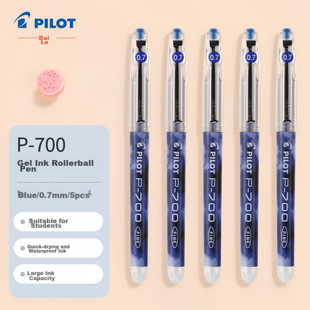 Гелевая ручка PILOT P700 синего цвета, ручка для подписи, ручка на водной основе, ручка для ручного письма, шариковая ручка 0,7 мм, ручка для экзаменов, набор канцелярских принадлежностей, офисные принадлежности, эстетически привлекательная синяя ручка дл - изображение 4