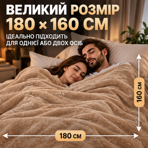 Електрична ковдра з підігрівом 180 x 160, тепла електроковдра 2 в 1 для ліжка та дивана, плед з електропідігрівом для дому та спальні, коричнева - изображение 2