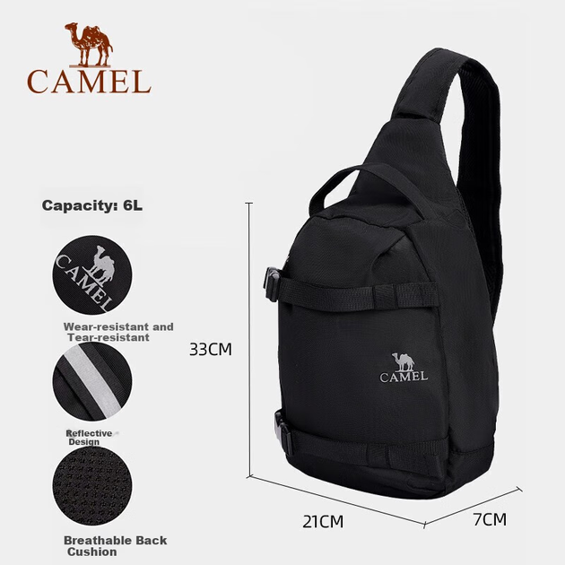 Сумка CAMEL для спорту на свіжому повітрі, унісекс, невелика сумка для фітнесу через плече, повсякденна сумка-мессенджер, велосипедна сумка, 173BAB5009B чорного кольору - зображення 4