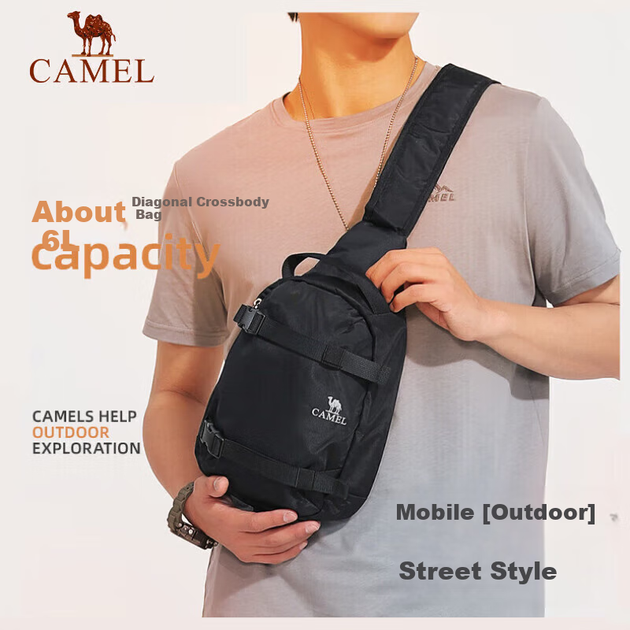 Сумка CAMEL для спорту на свіжому повітрі, унісекс, невелика сумка для фітнесу через плече, повсякденна сумка-мессенджер, велосипедна сумка, 173BAB5009B чорного кольору - зображення 5