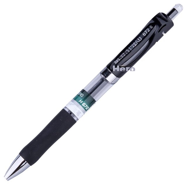 Гелевая ручка HERO, модель 672, черная, выдвижная, большой емкости, деловая, для подписи, чернильная ручка для студентов [набор из 12 штук] - изображение 5