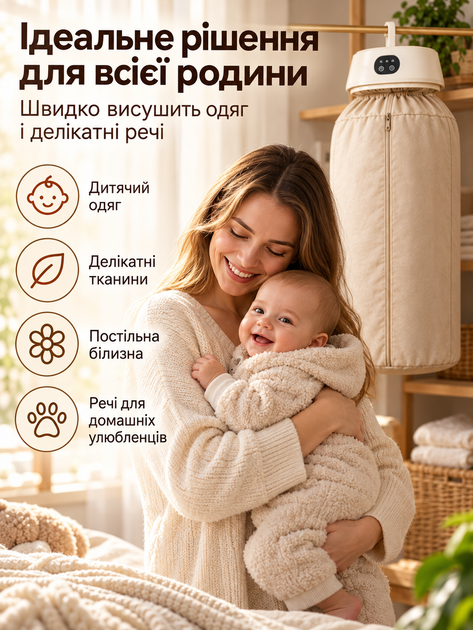 Электрическая сушилка для белья электросушилка для одежды вещей до 10 кг 400 Вт с подогревом вертикальная складная портативная подвесная сушка с тканевым чехлом и таймером 1-7 часов - Фото 9 Электрическая сушилка для белья электросушилка для одежды вещей до 10 кг 400 Вт с подогревом вертикальная складная портативная подвесная сушка с тканевым чехлом и таймером 1-7 часов - изображение 9