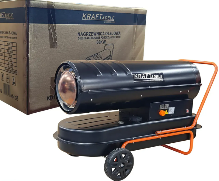 Дизельная тепловая пушка Kraft&Dele KD11712 60 кВт бак 56 л Промышленный обогреватель производительность 1100 м³/ч с термостатом - изображение 10