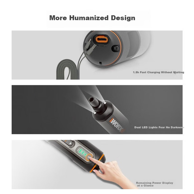 Аккумуляторная электроотвертка WORX WX240, 4 В, 2.5–5 Н·м, набор 27 предметов - изображение 6