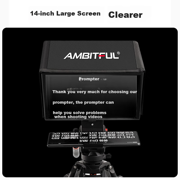 AMBITFUL T14Pro — портативний телесуфлер із великим екраном, сумісний із телефоном, планшетом, дзеркальною й бездзеркальною камерами, з функцією відеозапису, зображення субліктів, прямої трансляції та функцією фіксації помилок під час інтерв'ю. - Фото 9 AMBITFUL T14Pro — портативний телесуфлер із великим екраном, сумісний із телефоном, планшетом, дзеркальною й бездзеркальною камерами, з функцією відеозапису, зображення субліктів, прямої трансляції та функцією фіксації помилок під час інтерв'ю. - зображення 9