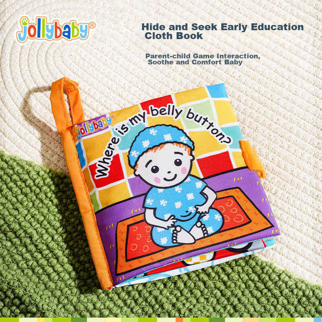 Развивающие игрушки для малышей Jollybaby (3-18 месяцев), тканевая книжка с жевательными элементами, прочный 3D-набор для развития новорожденных. - изображение 5