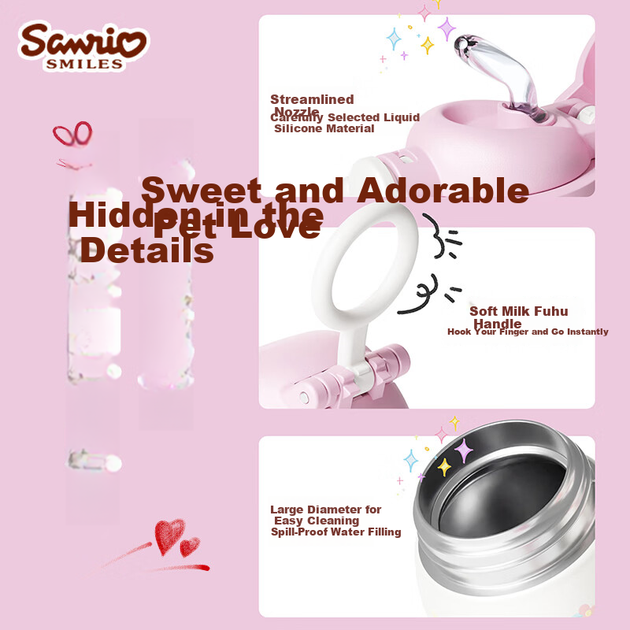 Пляшка SANRIO Hello Kitty Mini Double Drink з нержавіючої сталі 316 з трубочкою, жіночий новорічний подарунок 220 мл - изображение 12
