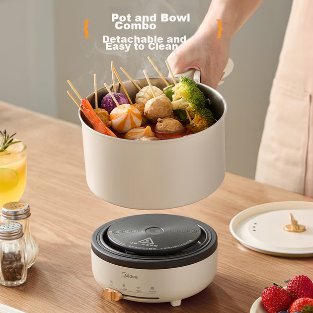 Электрическая кастрюля Midea, электрическая кастрюля для приготовления пищи, портативная складная кастрюля, разборная небольшая электрическая плита, кастрюля для рамена из нержавеющей стали 316L, многофункциональная кастрюля для кипячения воды без покрыти - Фото 5 Электрическая кастрюля Midea, электрическая кастрюля для приготовления пищи, портативная складная кастрюля, разборная небольшая электрическая плита, кастрюля для рамена из нержавеющей стали 316L, многофункциональная кастрюля для кипячения воды без покрыти - изображение 5