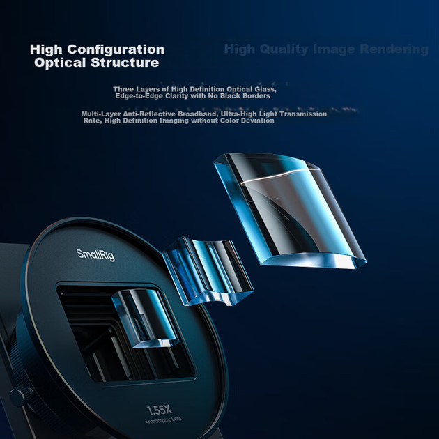 SmallRig 3578B, підходить для IPhone16 Promax, Apple15 Huawei Xiaomi Samsung Портретна фотографія, 1.55x широкоекранний професійний об'єктив для зйомки з T-кріпленням для телефонів та відео - зображення 5