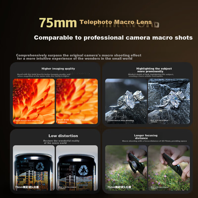 SmallRig 3578B, підходить для IPhone16 Promax, Apple15 Huawei Xiaomi Samsung Портретна фотографія, 1.55x широкоекранний професійний об'єктив для зйомки з T-кріпленням для телефонів та відео - зображення 7