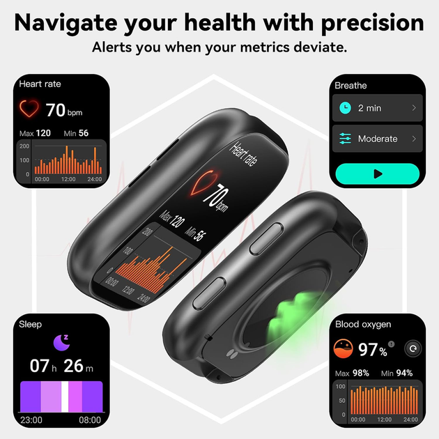 Смарт-годинник MingTawn 1.83″ з Bluetooth-дзвінками, пульсометром, SpO₂, моніторингом сну, 100+ спортрежимами, IP67, Android/iOS - зображення 5
