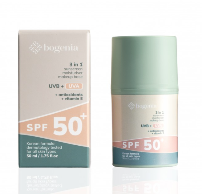 Сонцезахисний крем Bogenia для обличчя 3в1 Bogenia Sunscreeen Face Cream SPF 50+ - Фото 1 Сонцезахисний крем Bogenia для обличчя 3в1 Bogenia Sunscreeen Face Cream SPF 50+ - зображення 1