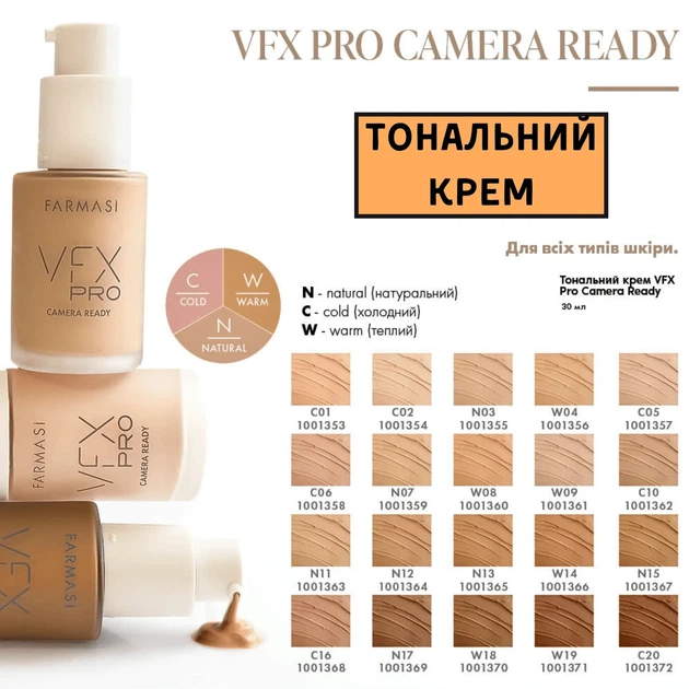 Тональная основа VFX PRO Camera Ready Foundation 03 Medium Ivory Farmasi, 30 мл - изображение 3