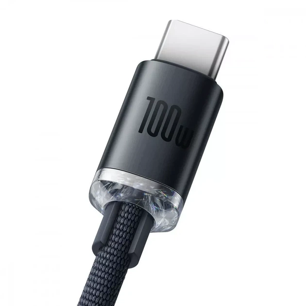 Кабель Baseus Crystal Shine Series USB to Type-C 100W 20V/5A 1.2m Black - Фото 2 Кабель Baseus Crystal Shine Series USB to Type-C 100W 20V/5A 1.2m Black - зображення 2